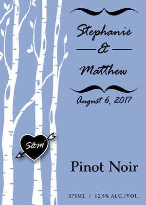 Pinot Noir 375ml custom label - birch trees - front